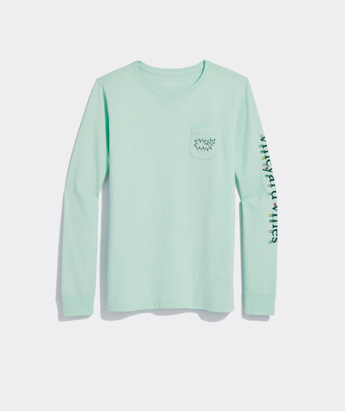 Whale Light Outline Long Sleeve Tee Green by Vineyard Vines